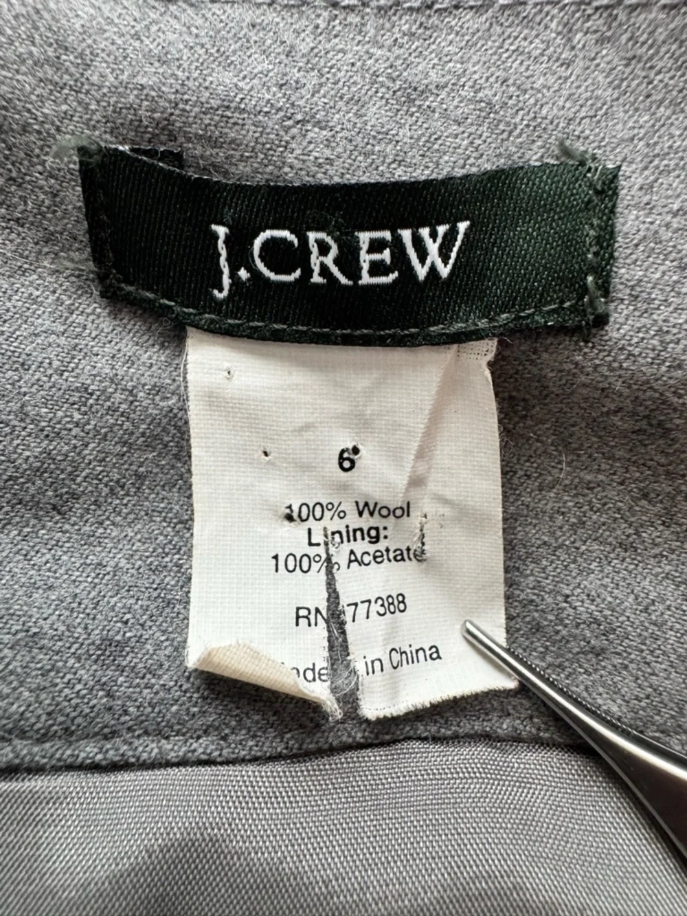 J. Crew Gray 100% Wool Mini Skirt Front Pleat Y2K Size 6